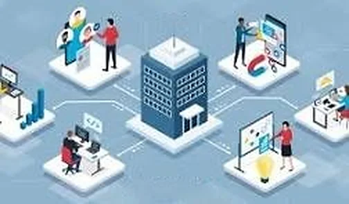 Bâtiment connecté en WiFi avec des équipes et des équipements répartis sur plusieurs postes de travail